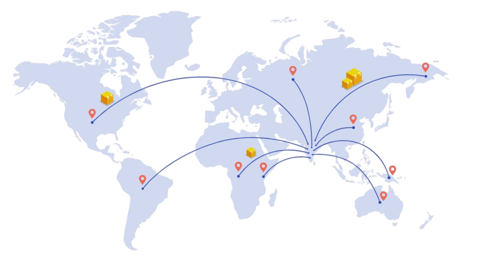 World map with shipping routes
